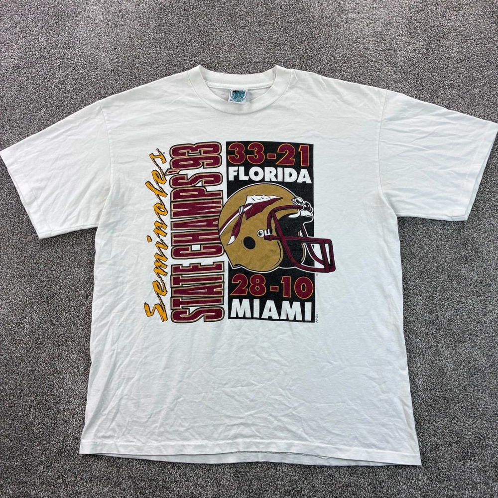 Vintage Florida State Seminoles Shirt‎ Mens 2XL White 1993 State Champs Football